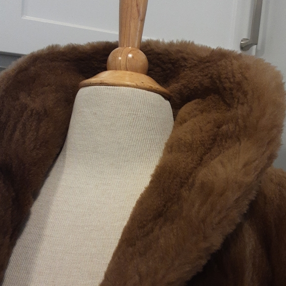 Vintage 1950s Sheared Real Fur Swing Coat - Picture 7 of 15